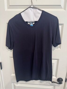 Zara Men's V-Neck Short Sleeve Tee - Dark Blue